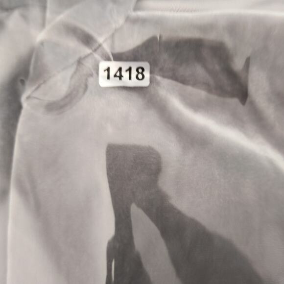 Ann Taylor Crushed Velvet Top Wmn's Sz XL Silver Draped Neck Long sleeve popover - Picture 10 of 10